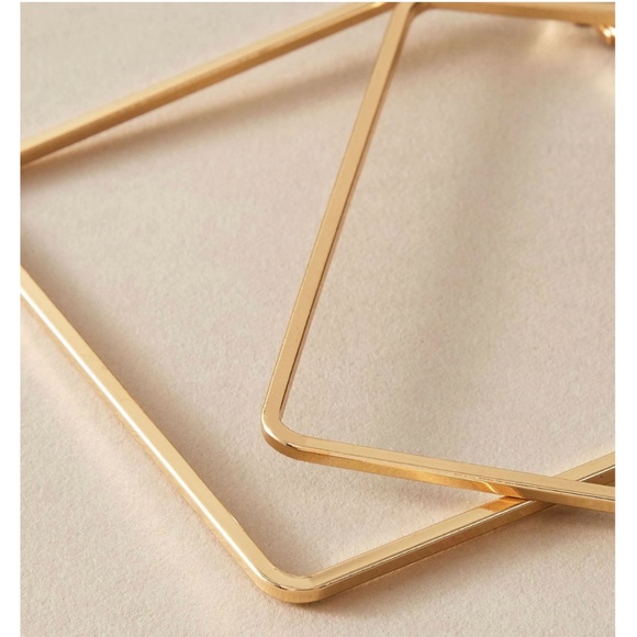 Square Large Hoops Gold Tone Earrings - Picture 4 of 5